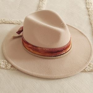 Chic Beige Fedora with Brown Band